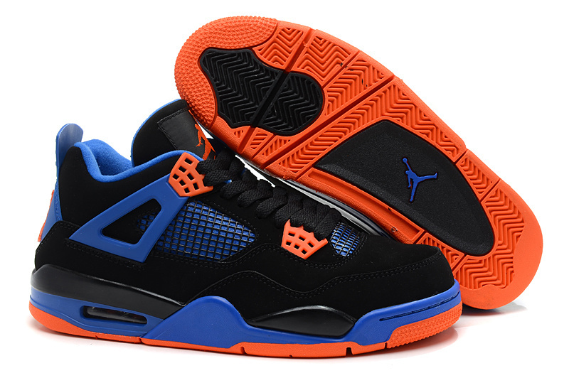 Air Jordan 4 Men Shoes Blue/Black/Orangered Online